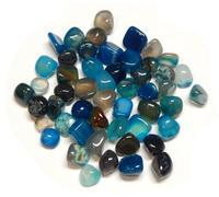 Perlin Lot de 50 perles en agate semi-précieuses de 9 mm à 15 mm - Pierres semi-précieuses pour jeu de pierres précieuses, pour la chasse au trésor et la décoration (bleu)