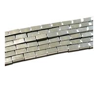 Perlin Lot de 90 perles en hématite - 4 x 2 mm - Non magnétiques - Rectangulaires - Petites pierres précieuses - Pour la fabrication de bijoux - Argenté