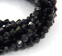 Perlin Lot de 90 perles tchèques de cristal de Bohême, 4 mm, double cône, en verre taillé, perles bicone (noir)