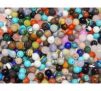 Perlin Mélange de perles rondes de lave, quartz, aventurine, amazonite, améthyste, jade, pierre de lune, jaspe, sodalite, turquoise, agate, onyx, œil de tigre, lapis lazuli (8 mm, 50 pièces)