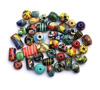 Perlin Millefiori Perles de verre Lampwork de grandes perles à enfiler 500 g pour la fabrication de bijoux, mélange de perles avec trou pour travaux manuels, bracelets et colliers, accessoires de