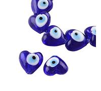 Perlin Nazar Boncuk Boncugu Lot de 12 amulettes en verre avec cœur œil bleu et œil bleu 14 mm