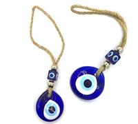 Perlin Nazar Boncuk Boncugu Tenture murale œil mauvais œil turc Bleu 24 cm Décoration d'intérieur Protection bénédiction Cadeau Pendentif perles de verre