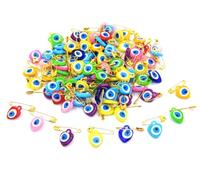 Perlin Nazar Boncuk Lot de 100 talisman porte-bonheur en forme de cœur avec épingle à nourrice Œil bleu Evil Eye à offrir comme petit cadeau de naissance, baptême, mariage, Dügün Nisan (mixte)