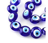 Perlin Nazar Boncuk Lot de 12 perles rondes en verre Motif mauvais œil bleu 16 mm Pour décoration de fête prénatale