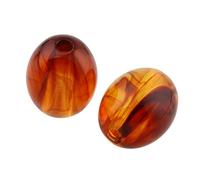 Perlin Perles d'ambre en résine synthétique - 13 x 11 mm - Ambre kehribar - Avec trou à enfiler - Percées (rouge ovale)