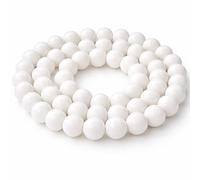 Perlin - Perles de jade en pierre semi-précieuse 10/8/6/4 mm opaque blanche ronde pour chaque perle à enfiler pour le bricolage de chaîne (8 mm 1 rang)