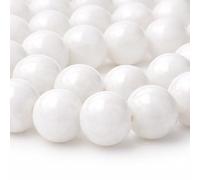 Perlin - Perles de jade en pierre semi-précieuse 10/8/6/4 mm opaque blanche ronde pour chaque perle à enfiler pour le bricolage de chaîne (4 mm 1 rang)