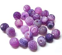 Perlin Perles de pierres précieuses 6/8/10 mm Agate givrée Pierre ronde Pierre naturelle Perle d'agate givrée Pierre semi-précieuse Perles avec trou pour enfiler (Violet, 6 mm - 18 pièces)