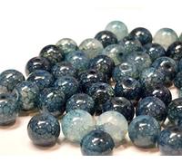 Perlin Perles en agate - Motif dragon - Rondes - 8 mm - Pierre semi-précieuse naturelle avec trou à enfiler - Pour la fabrication de bijoux (bleu marine)