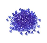 Perlin Preciosa Lot de 40 perles tchèques, en cristal de Bohême, 4 mm, double cône, en verre taillé, bleu