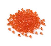 Perlin Preciosa Lot de 40 perles tchèques, en cristal de Bohême, 4 mm, double cône, en verre taillé, orange