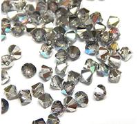 Perlin Preciosa Lot de 40 perles tchèques, en cristal de Bohême, 4 mm, double cône, en verre taillé, perles bicone (Vitrail moyen AB)