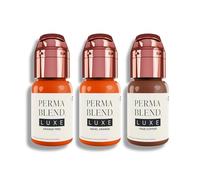 Perma Blend Lot de 3 pigments pour tatouage et sourcils de luxe - Accessoires professionnels pour microblading - Peel orange, orange navel et cuivre véritable - 15 ml