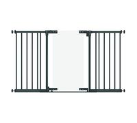 Perma Child Safety Clear Ultimate Safe Step Poignée sécurisée à fermeture automatique pour portail monté sur pression, noir chaud, s'adapte aux ouvertures de 133,1 à 142 cm de large, 2 extensions de