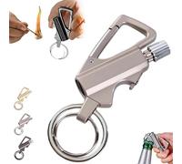 Permanent Match Infinity Lighter,Portable Multifunctional Ignition Device,Briquet Permanent Match Infinity avec Porte-clés Multifonction et décapsuleur,Allume-feu d'urgence (Argent)