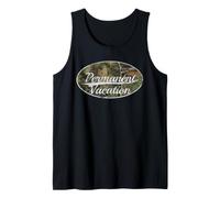 Permanent Vacation Camo Distressed Retirement Travel Débardeur