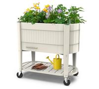 Permasteel Jardinière Extérieur Grande Taille - Carre Potager Surélevé de 101 x 51 x 94 cm pour Jardin et Balcon - Bac Potager avec EnGrow™ TrueSoil™ pour Légumes, Fleurs, Herbes et Fruits (Ivoire)