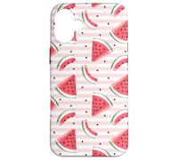 Permelle Modèle à Rayures Roses Slices de Melon Aquarelle Coque pour iPhone 16 Plus