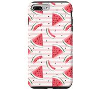 Permelle Modèle à Rayures Roses Slices de Melon Aquarelle Coque pour iPhone 7 Plus/8 Plus