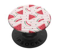 Permelle Modèle à Rayures Roses Slices de Melon Aquarelle PopSockets PopGrip Adhésif