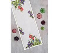Permin Chemin de table point de croix paquet de broderie "Printemps", motif à compter, 34x86cm, 68-1415