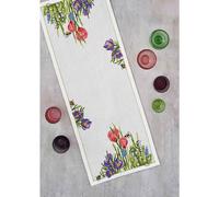 Permin Chemin de table point de croix "Printemps", motif à compter, 34x86cm, 68-