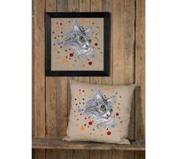 Permin coussin à broder point de croix set "Katzen", motif à compter, 60x60cm, 8