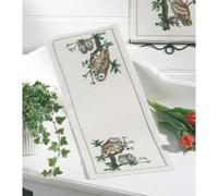 Permin Hardanger Chemin de table à broder Motif famille de chouettes