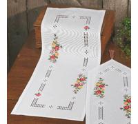 Permin Hardanger Chemin de table paquet à broder "Hardanger avec roses", motif à compter, 38x101cm, 75-7872