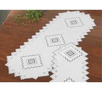 Permin Hardanger Chemin de table set "Hardanger gris", motif à compter, 39x105cm, 75-7828