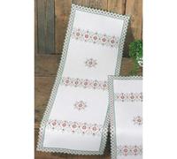 Permin Hardanger Chemin de table set "Hardanger rose/vert", motif à compter, 33x