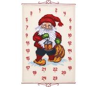 Permin Kit de broderie au point de croix Calendrier de l'Avent "Santa Claus avec une lanterne", motif à compter, 75x112cm