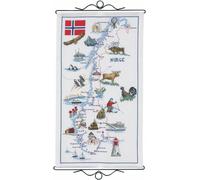 Permin Kit de broderie au point de croix "Carte de Norvège", motif à compter, 32x57cm, 90-1540