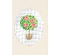 Permin Kit de broderie au point de croix Carte de voeux "Arbre à roses", motif à compter, 9x13cm