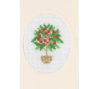 Permin Kit de broderie au point de croix Carte de voeux "Cerisier", motif à compter, 9x13cm
