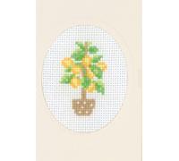 Permin Kit de broderie au point de croix Carte de voeux "Citronnier", modèle à compter, 9x13cm