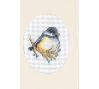Permin Kit de broderie au point de croix Carte de voeux "Mésange charbonnière", motif à compter, 9x13cm