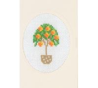 Permin Kit de broderie au point de croix Carte de voeux "Oranger", motif à compter, 9x13cm