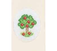 Permin Kit de broderie au point de croix Carte de voeux "Pommier", modèle à compter, 9x13cm