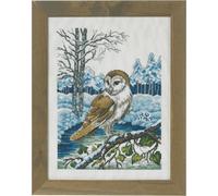 Permin Kit de broderie au point de croix "Chouette effraie", 31x41cm, 90-2171