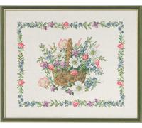 Permin Kit de broderie au point de croix "Corbeille de fleurs", motif à compter, 49x40cm, 90-9582