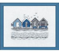 Permin Kit de broderie au point de croix "Maison sur la plage", 14x18cm, 13-9118