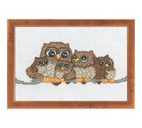 Permin Kit de broderie au point de croix Motif famille de chouettes
