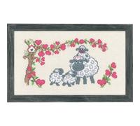 Permin Kit de broderie au point de croix Motif famille de moutons