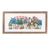 Permin Kit de broderie au point de croix Motif fleurs roses et bleues