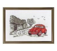 Permin Kit de broderie au point de croix Motif voiture rouge