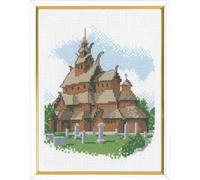 Permin Kit de point de croix "Eglise en bâton", modèle à compter, 17x22cm, 92-36