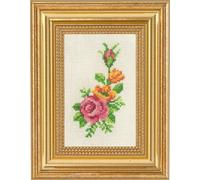 Permin Kit de point de croix "Rose et fleurs jaunes", modèle à compter, 9x14cm, 13-1135