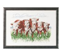 Permin Kit de point de croix "Vaches Hereford", motif à compter, 41x29cm, 70-743